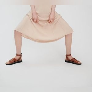 NWT Zara Flat Leather Sandals with Buckle Size 9